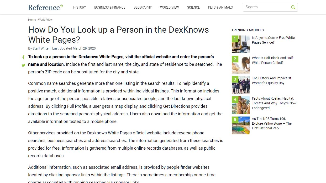 How Do You Look up a Person in the DexKnows White Pages? - Reference.com